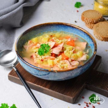 Рыбный суп с форелью и пшеном